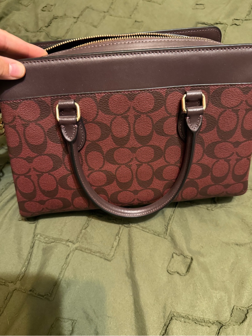 NEW Coach Leather-Trim Signature Canvas Satchel in Oxblood - Picture 3 of 5